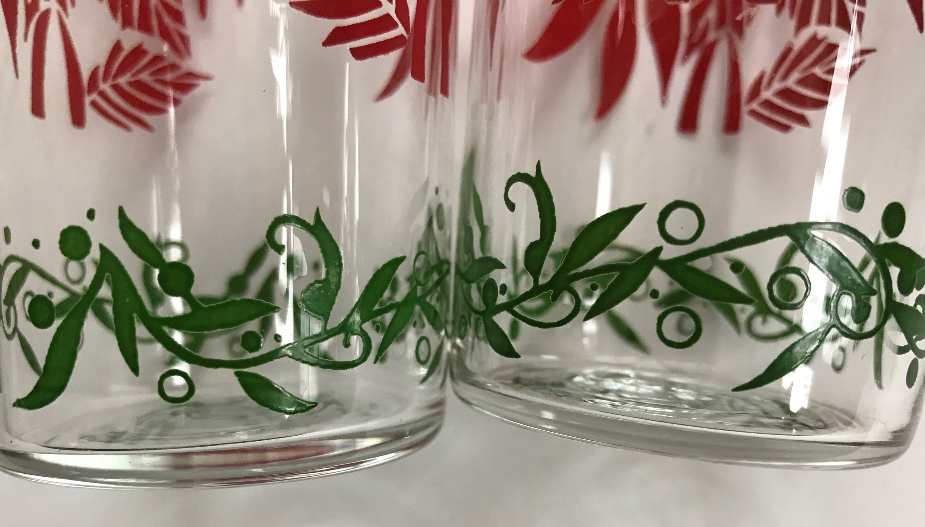 Vintage Christmas Drinking Glasses With Poinsettias Etsy