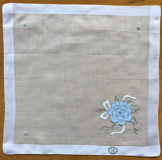 Vintage Applique Madeira Handkerchief - image 1