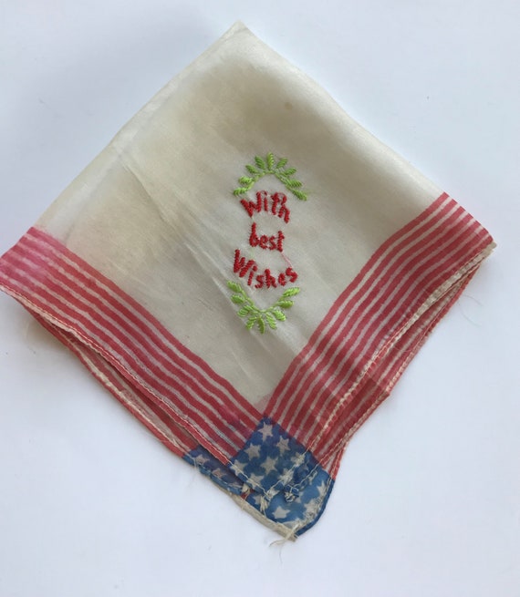 Vintage Silk Handkerchief With Stars And Stripes - image 3