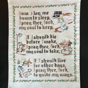 Vintage Embroidered Prayer Sampler
