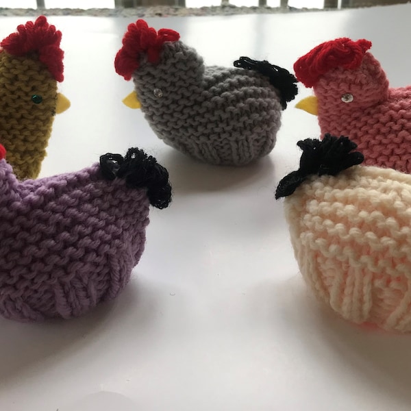 Five Vintage Knit Hen Egg Cozies