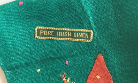 Vintage Green Irish Linen Handkerchief - image 4