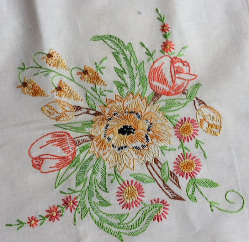Vintage Hand Embroidered Tablecloth