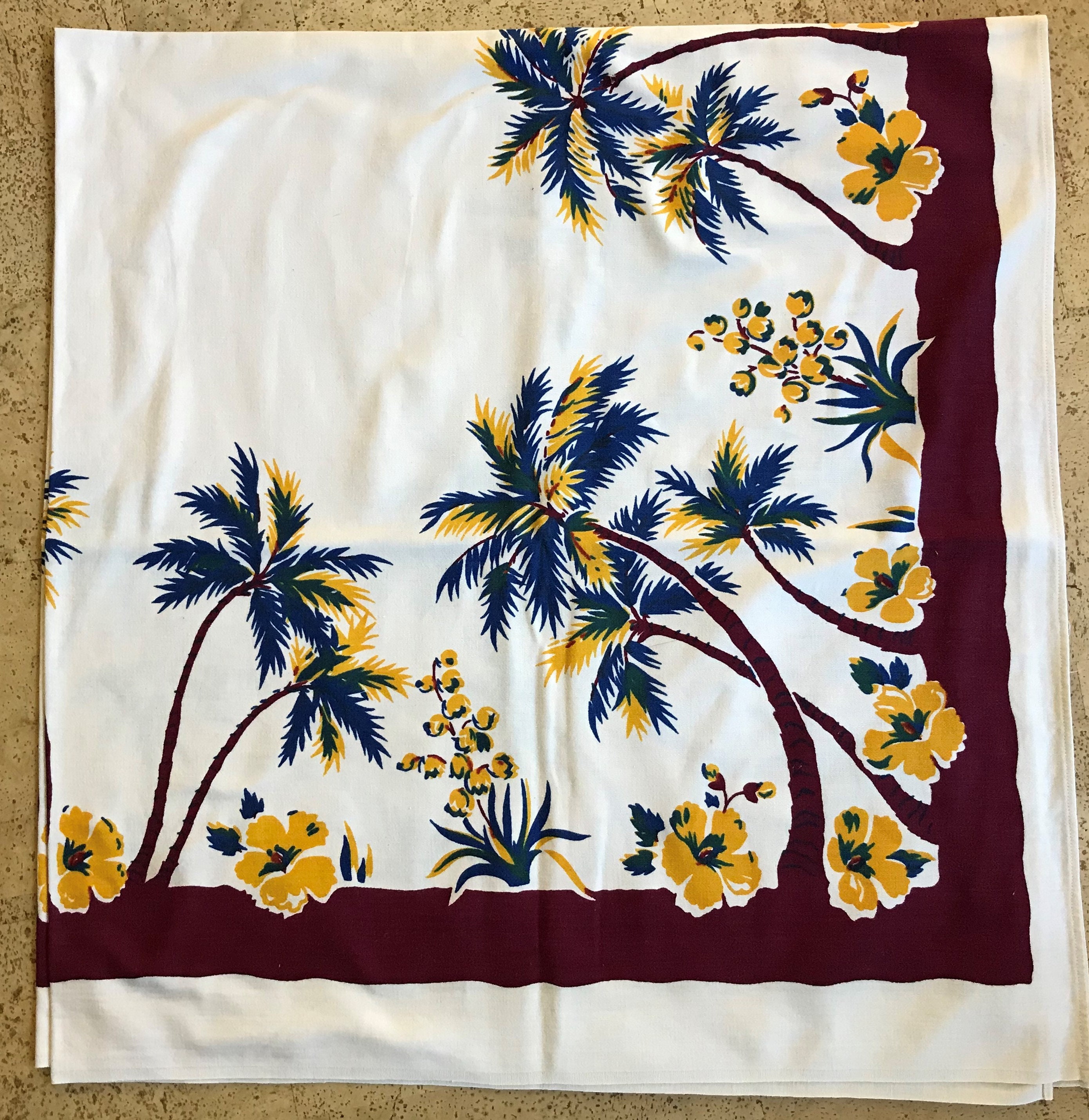 Vintage Tropical Palm Tree Tablecloth Etsy