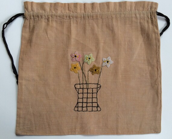 Vintage Brown Drawstring Bag - image 2