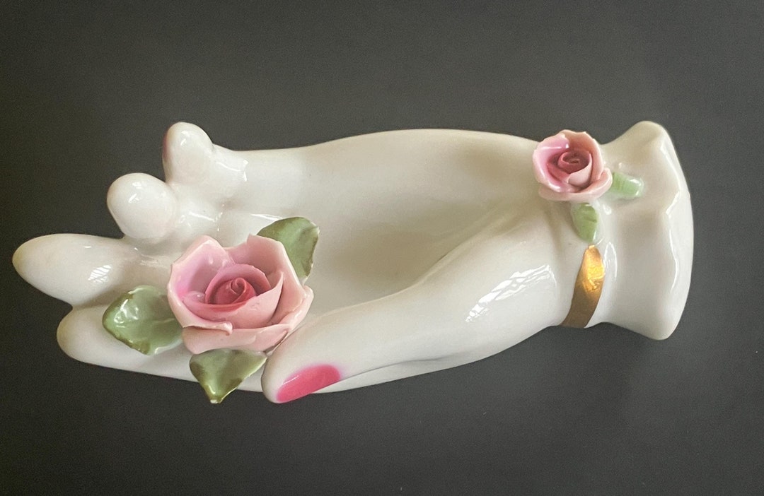 【D】バラ・レフトンのハンドモチーフ/Lefton Porcelain Vintage Lefton China Hand With Roses - Etsy