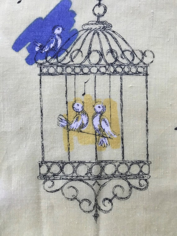 Vintage Erin O'Dell Bird Cage Handkerchief - image 6