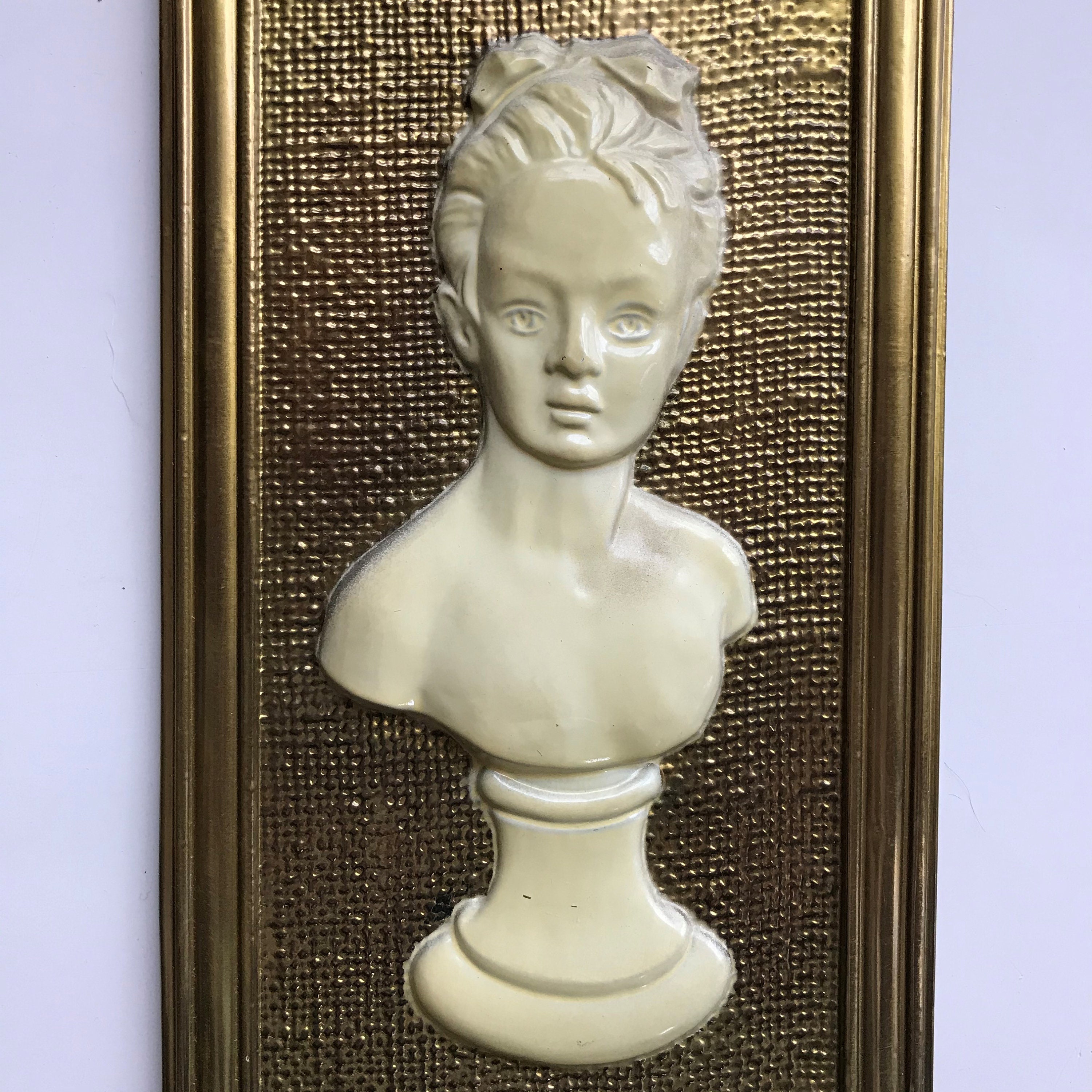 Vintage Pair Of Metal Busts In Relief Wall Plaques Etsy