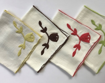 Vintage Napkins With Cording Embroidery