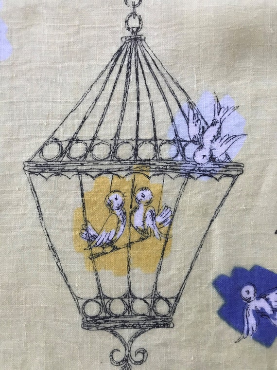 Vintage Erin O'Dell Bird Cage Handkerchief - image 5