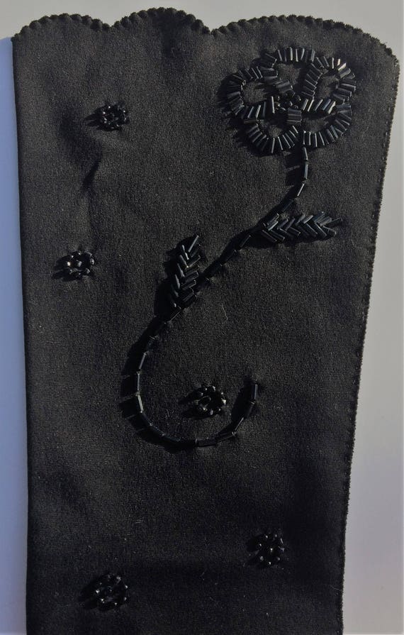 Vintage Black Beaded Evening Gloves - image 7