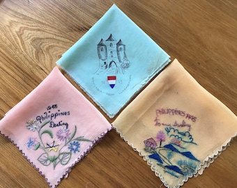 Vintage Three Souvenir Handkerchiefs From 1945 - Etsy