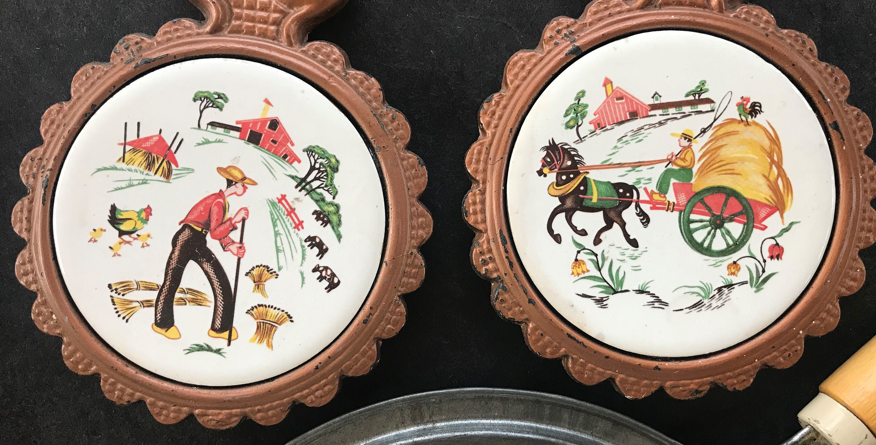 Three Vintage Trivets Etsy