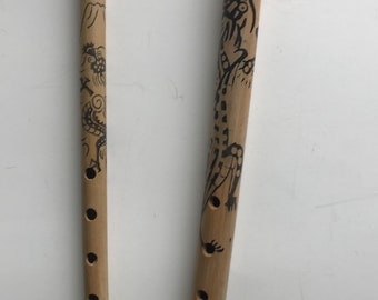 Two Vintage Bamboo Flutes