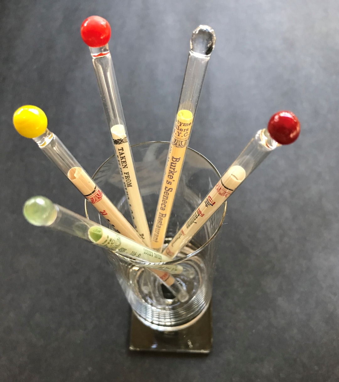 Vintage Blown Glass Drink Stirrers Etsy