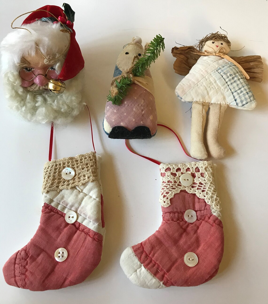 Vintage Quilt Ornaments Plus Santa Etsy