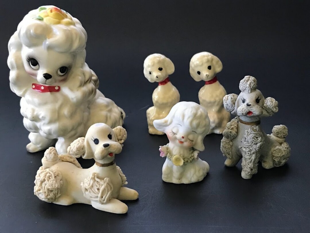 Five Vintage Poodle Figurines and One Lamb Etsy