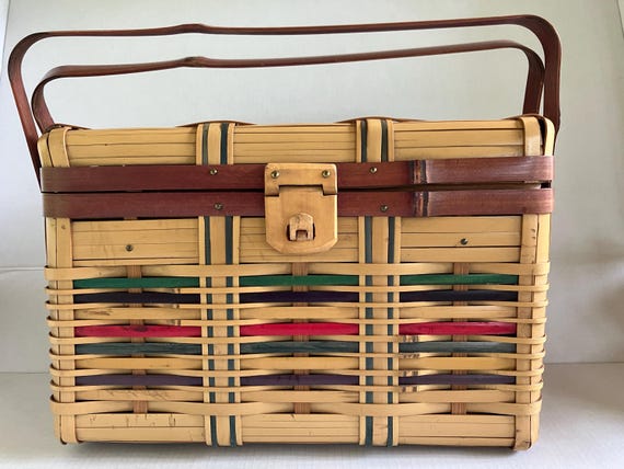 Vintage Bamboo Woven Purse Etsy