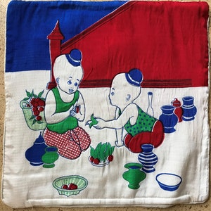 Vintage Pillow Cover With Children