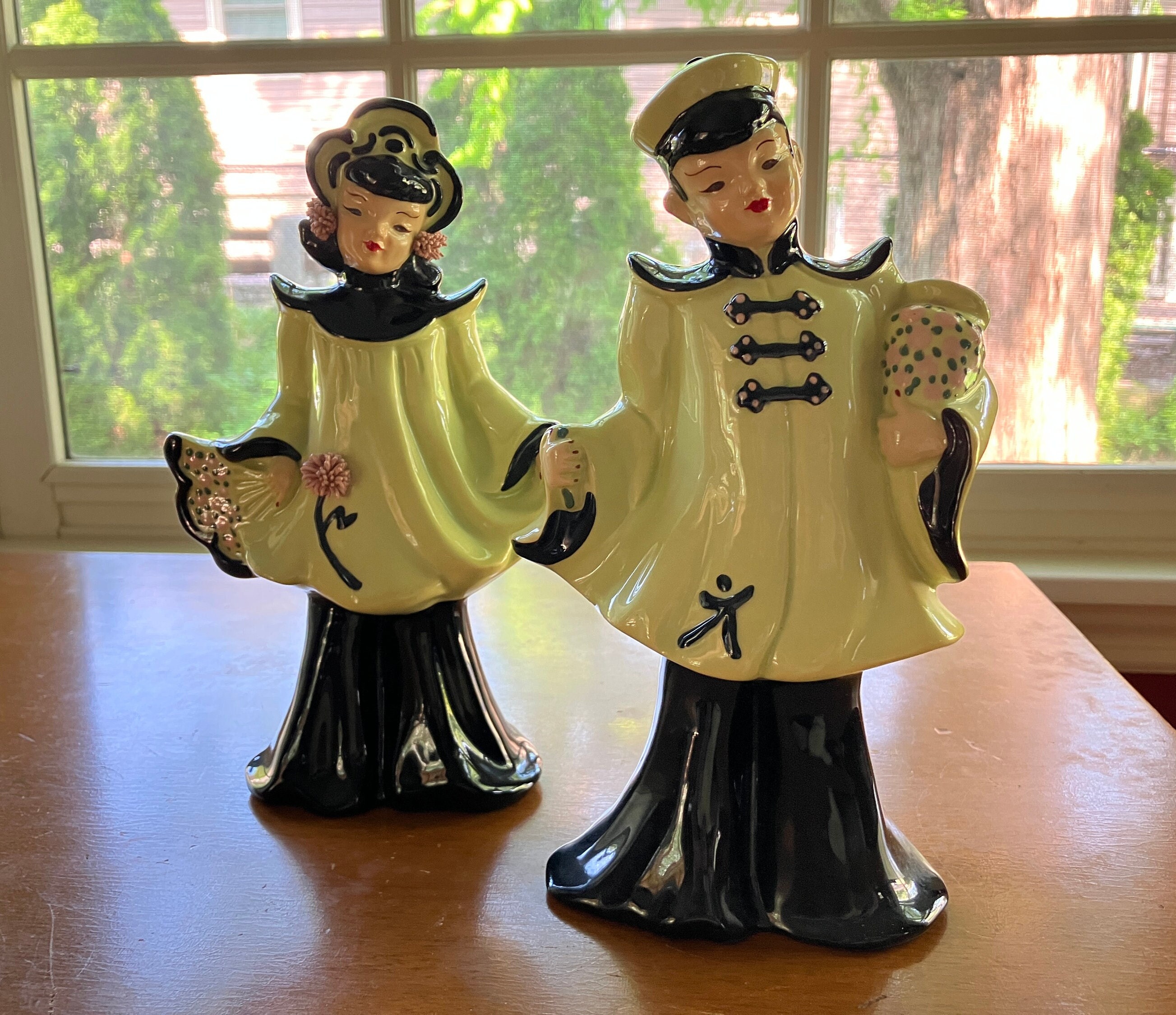 Vintage Porcelain Couple Figurines Victorian Style Made In