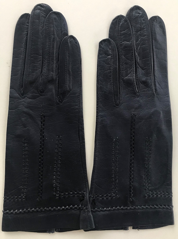 Bloomingdales blue leather gloves Gem