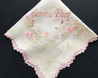 小物 1900s Hand Embroidery Handkerchief Vintage Embroidered