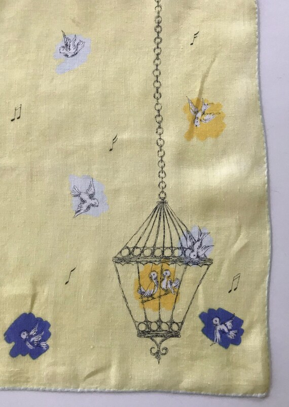 Vintage Erin O'Dell Bird Cage Handkerchief - image 8