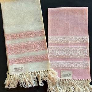 Vintage Pair Of Linen Hand Woven Towels