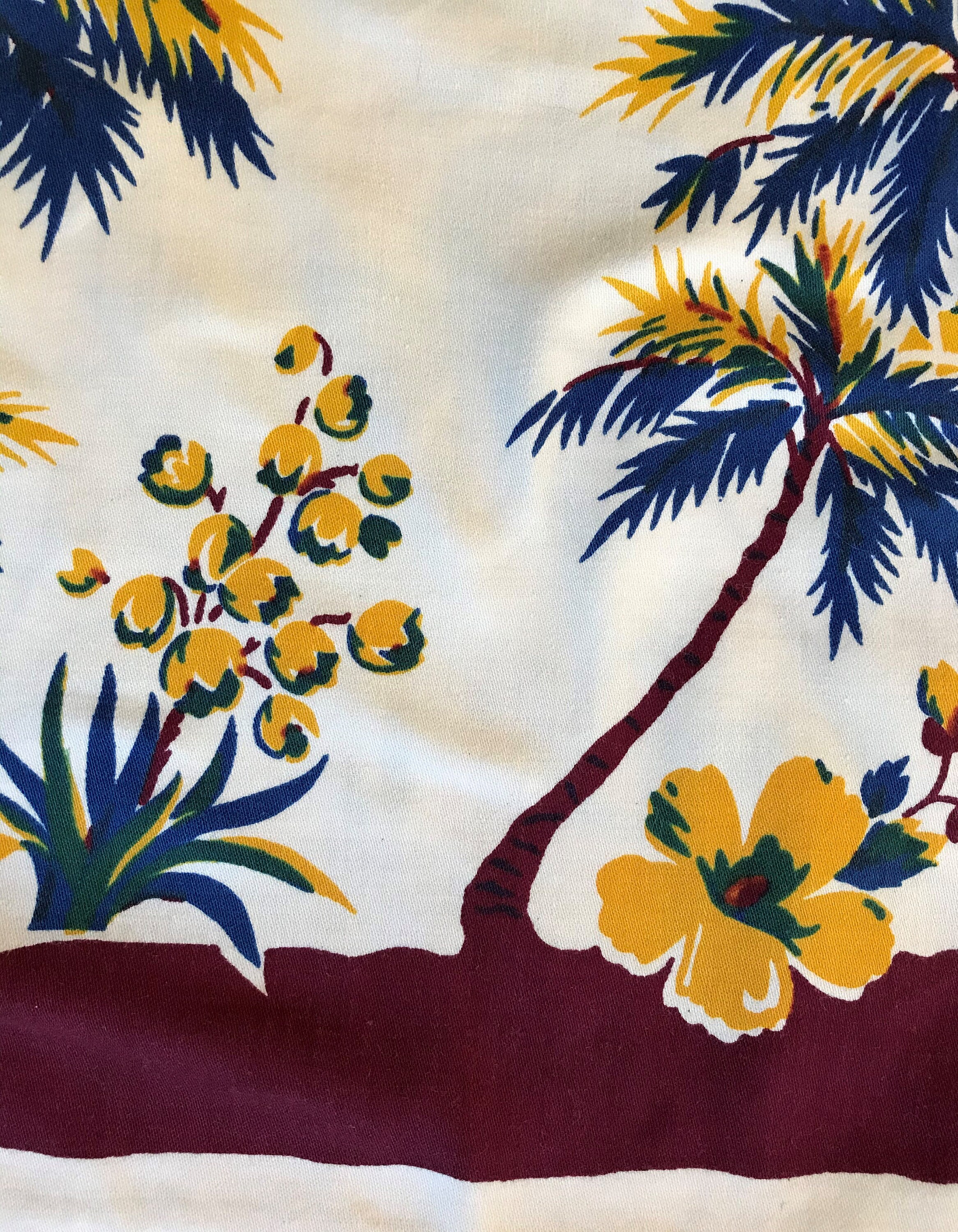 Vintage Tropical Palm Tree Tablecloth Etsy
