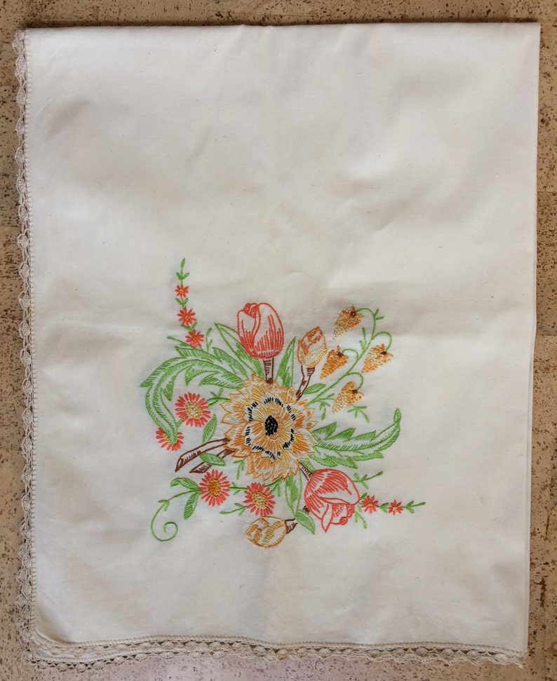 Vintage Hand Embroidered Tablecloth