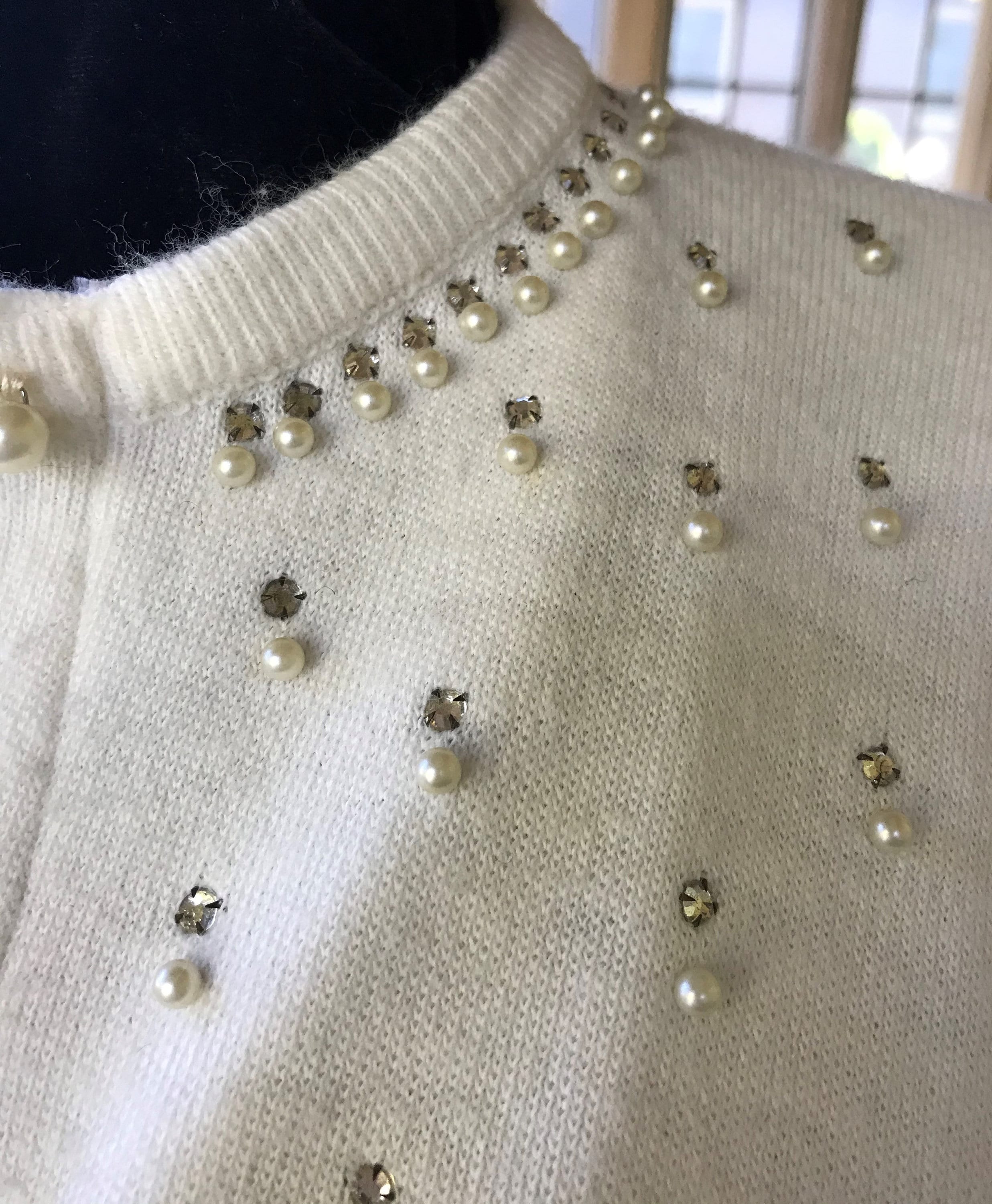 Vintage White Storyk Orlon Cardigan Lined Sweater With Pearls | Etsy