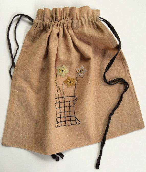 Vintage Brown Drawstring Bag - image 4