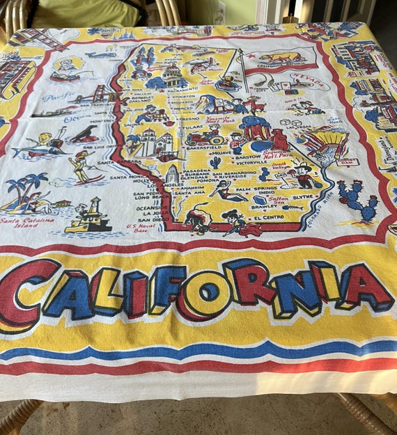 Vintage California Map Tablecloth - Etsy