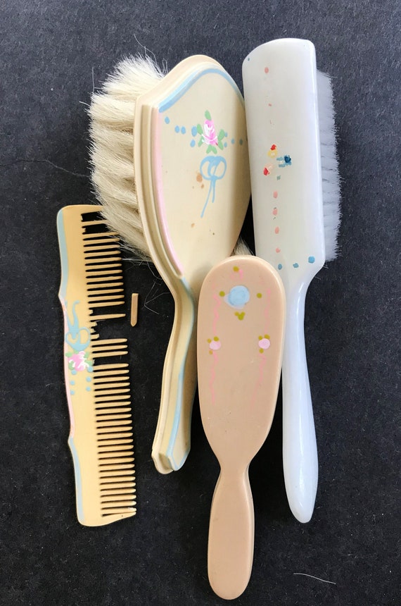 Vintage Three Baby Brushes And A Comb