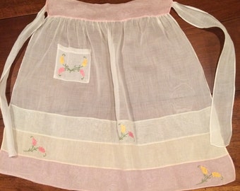 Organdy Vintage Embroidered Apron