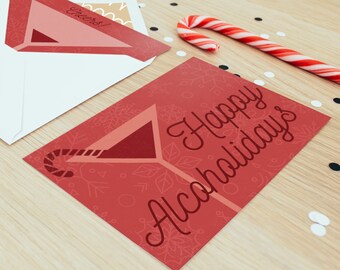Happy Alcoholidays Punny Boozy Holiday/Christmas Card - DIGITAL DOWNLOAD