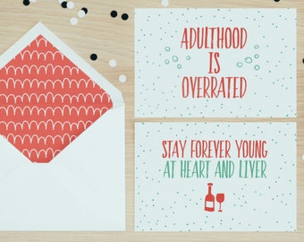 Adulthood Is Overrated Funny Birthday Card - DIGITAL DOWNLOAD