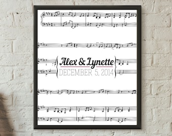 Personalized Wedding Print - Music Note Design - Customizable Digital Printable