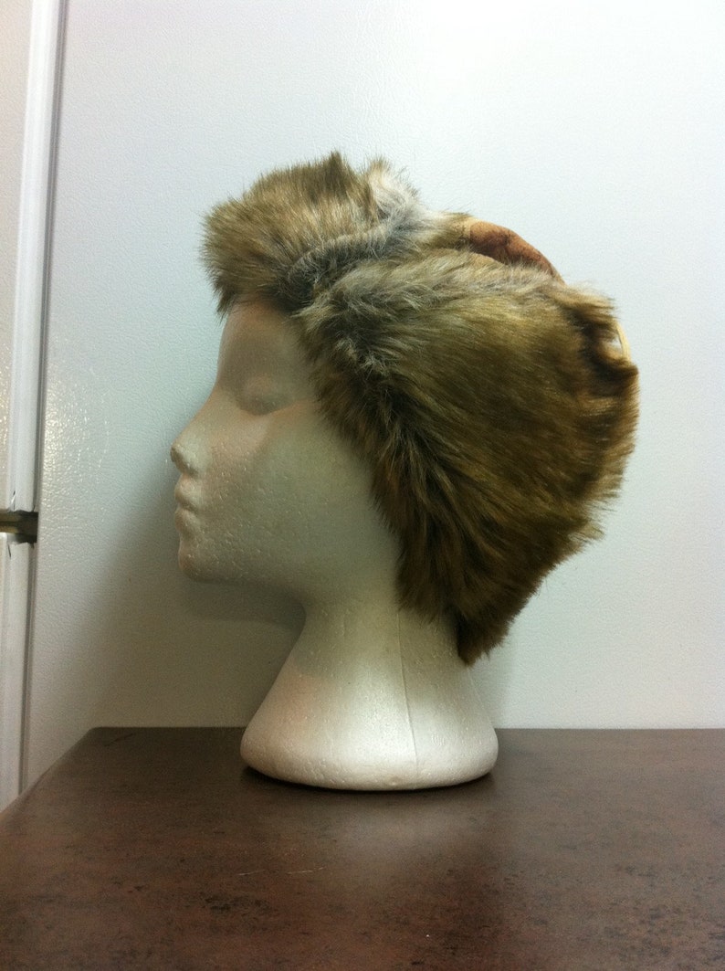 Vintage Trapper Hat Faux Fur Winter Hat Brown Tones with Etsy