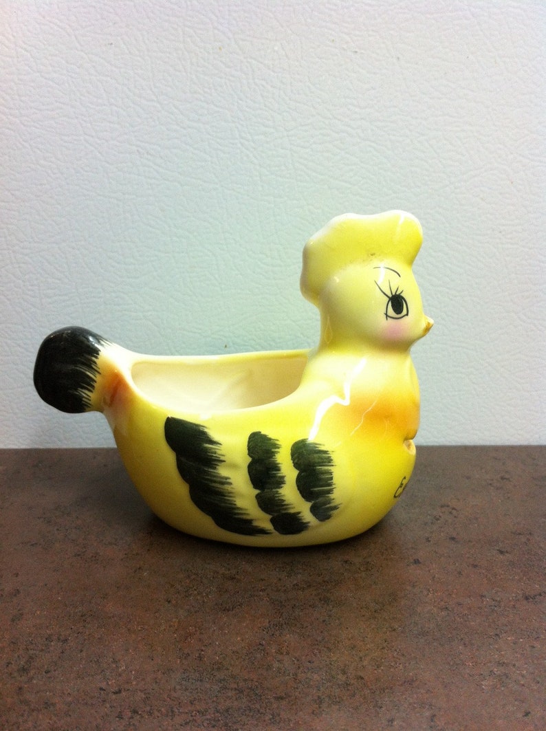 Vintage Egg Separator Ceramic Yellow Chicken Kitchen Decor Etsy