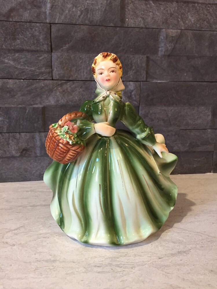 Vintage Ceramic Planter Lady Figurine Plant Holder Window Etsy