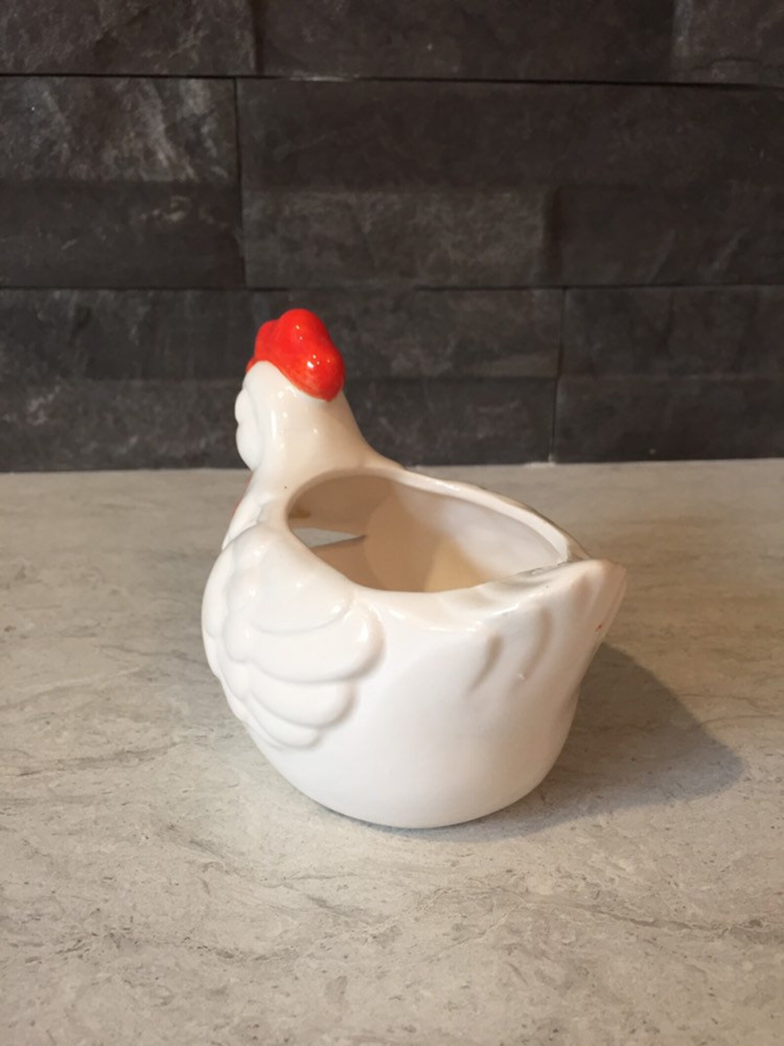 Vintage Egg Separator Ceramic White Chicken Kitchen Decor Etsy