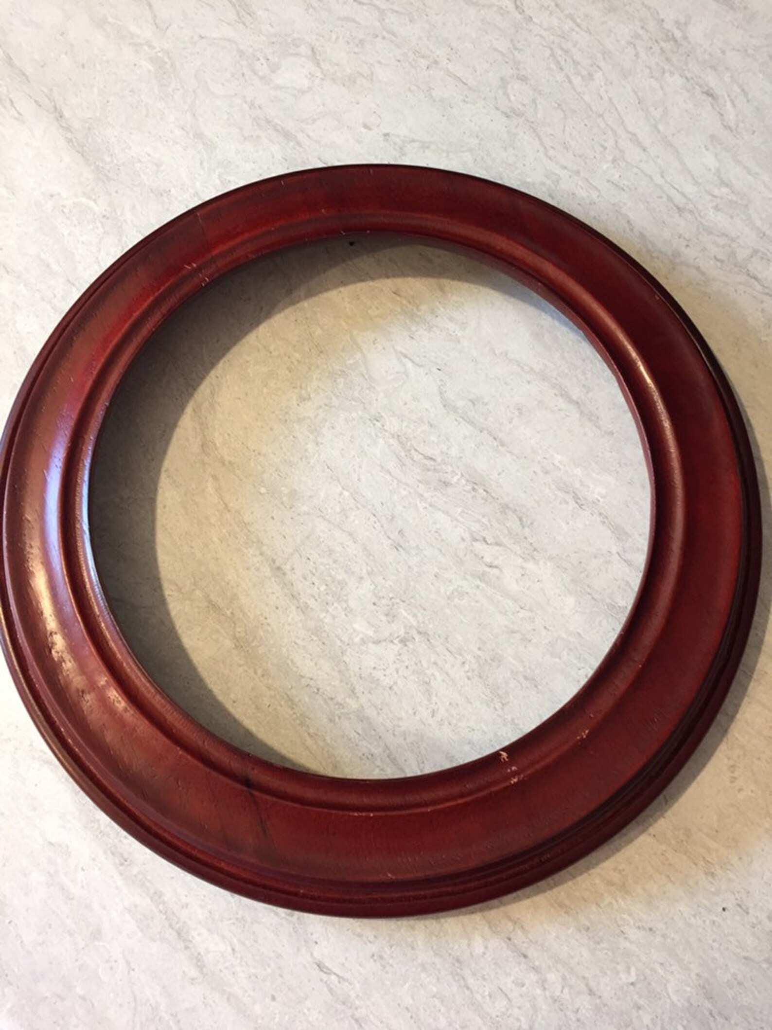 Vintage Plate Frame Round Wood Frame Rose Wood Tone Etsy