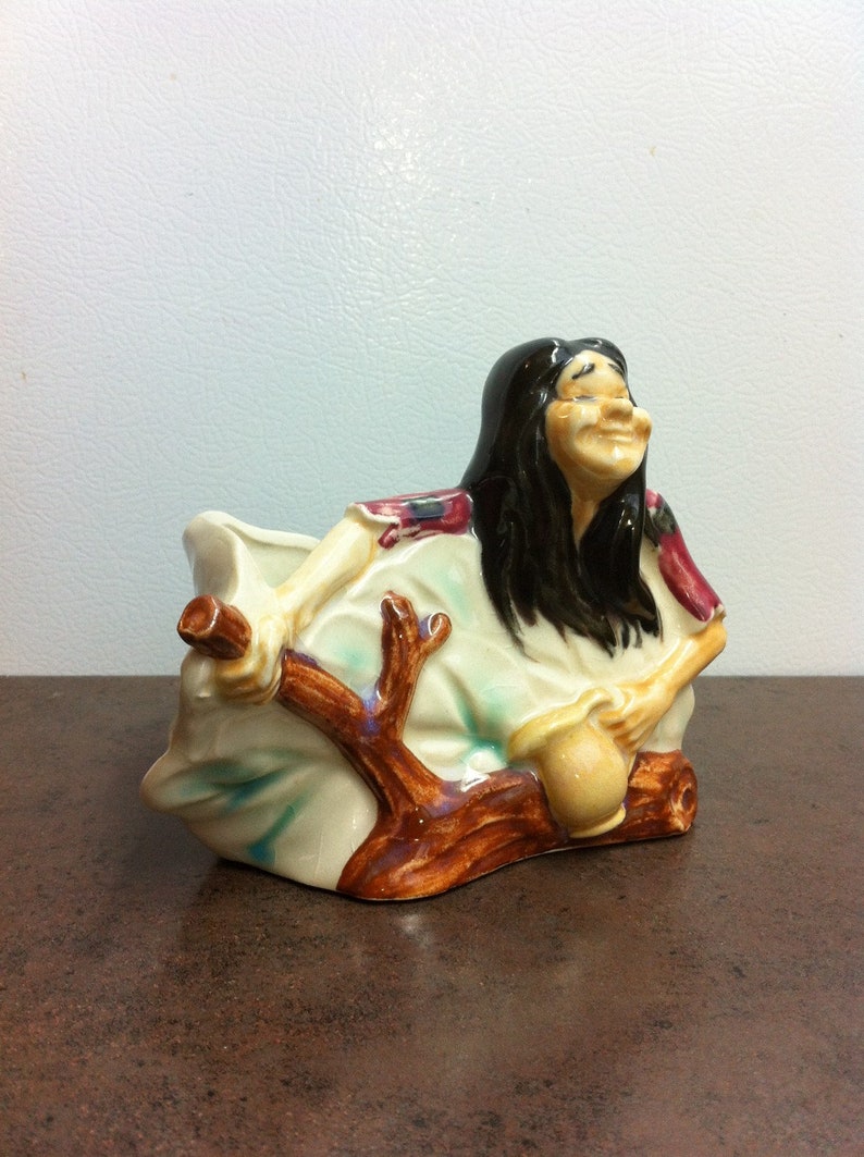 Native American Indian Plant Holder House Warming Gift Vintage Ceramic Planter