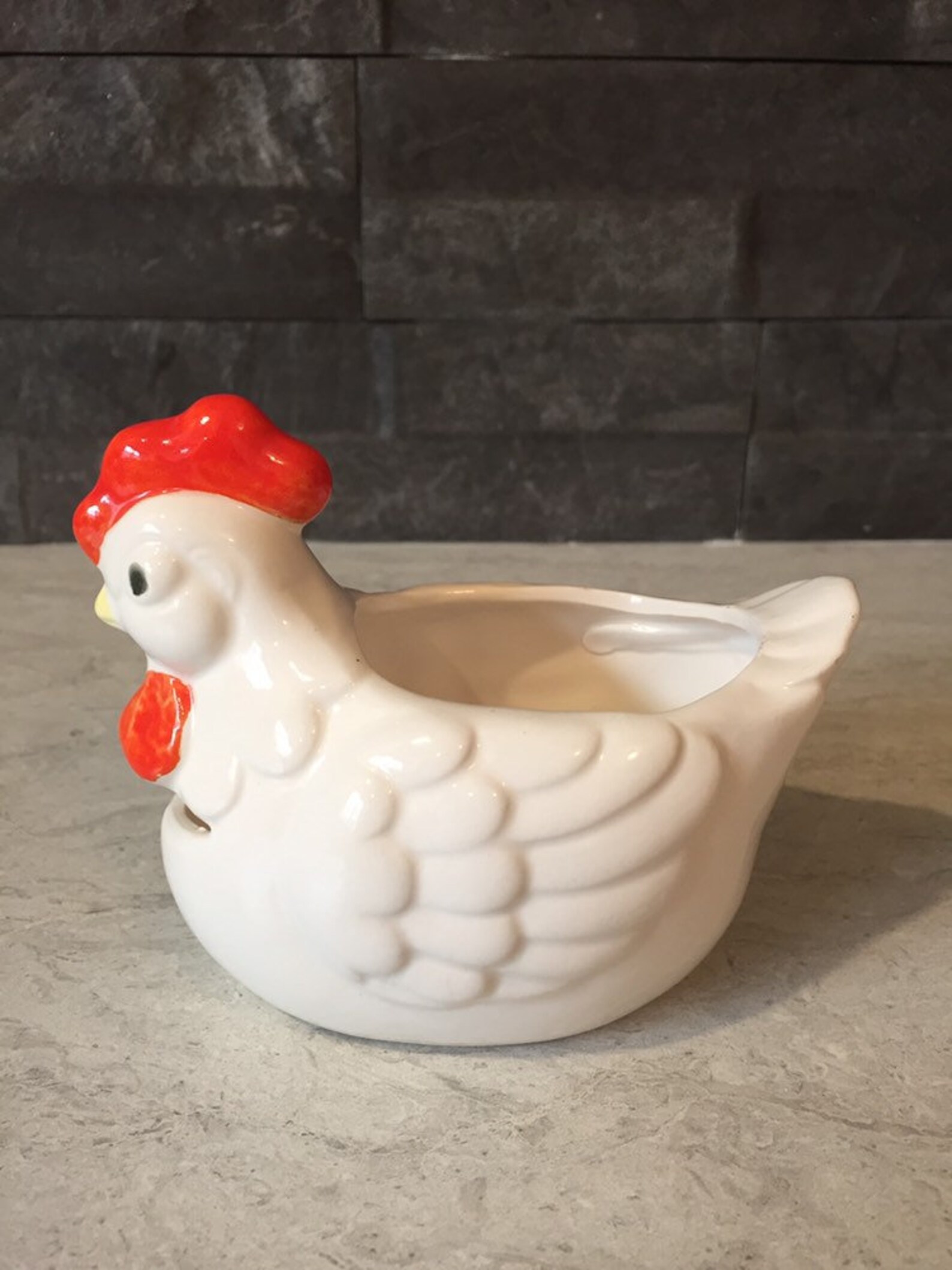 Vintage Egg Separator Ceramic White Chicken Kitchen Decor Etsy