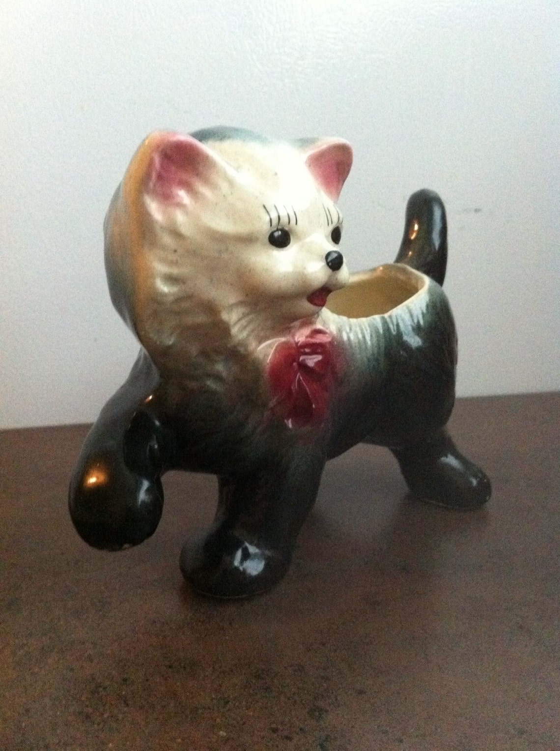 Vintage Cat Planter Shawnee Pottery Black Cat Figurine Etsy