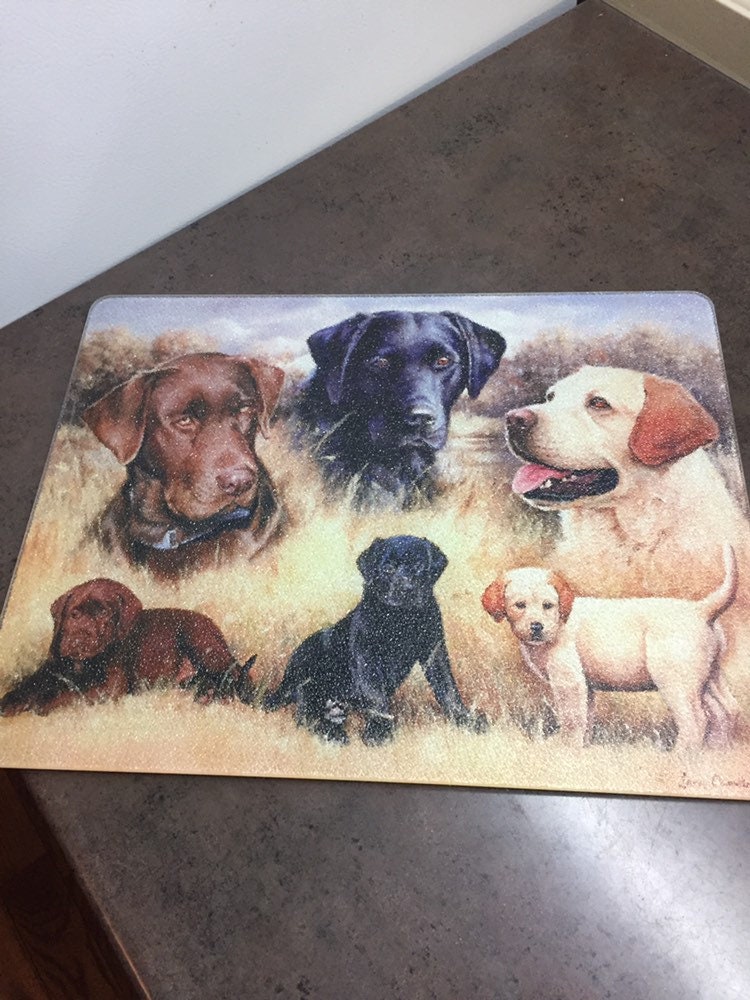 Vintage Cutting Board Labrador Dog Decorated Tempered Etsy