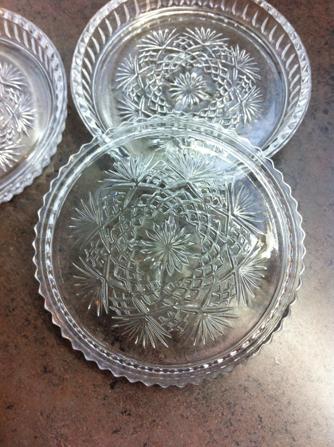 Vintage Glass Coaster 3 Pressed Glass Decorative Coaster Etsy