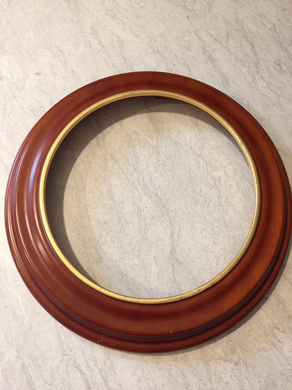 Vintage Plate Frame VanHygan & Smythe Round Wood Frame Etsy