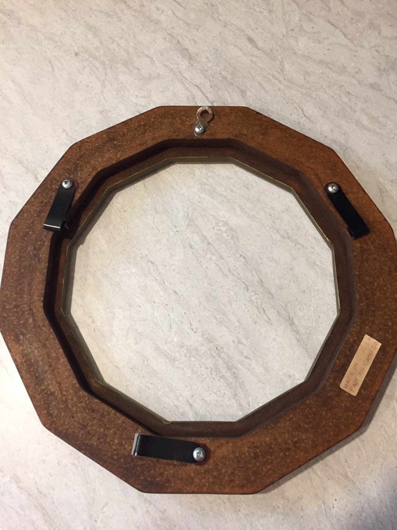 Vintage Plate Frame 12 Sided Round Wood Frame Gold Trim Etsy